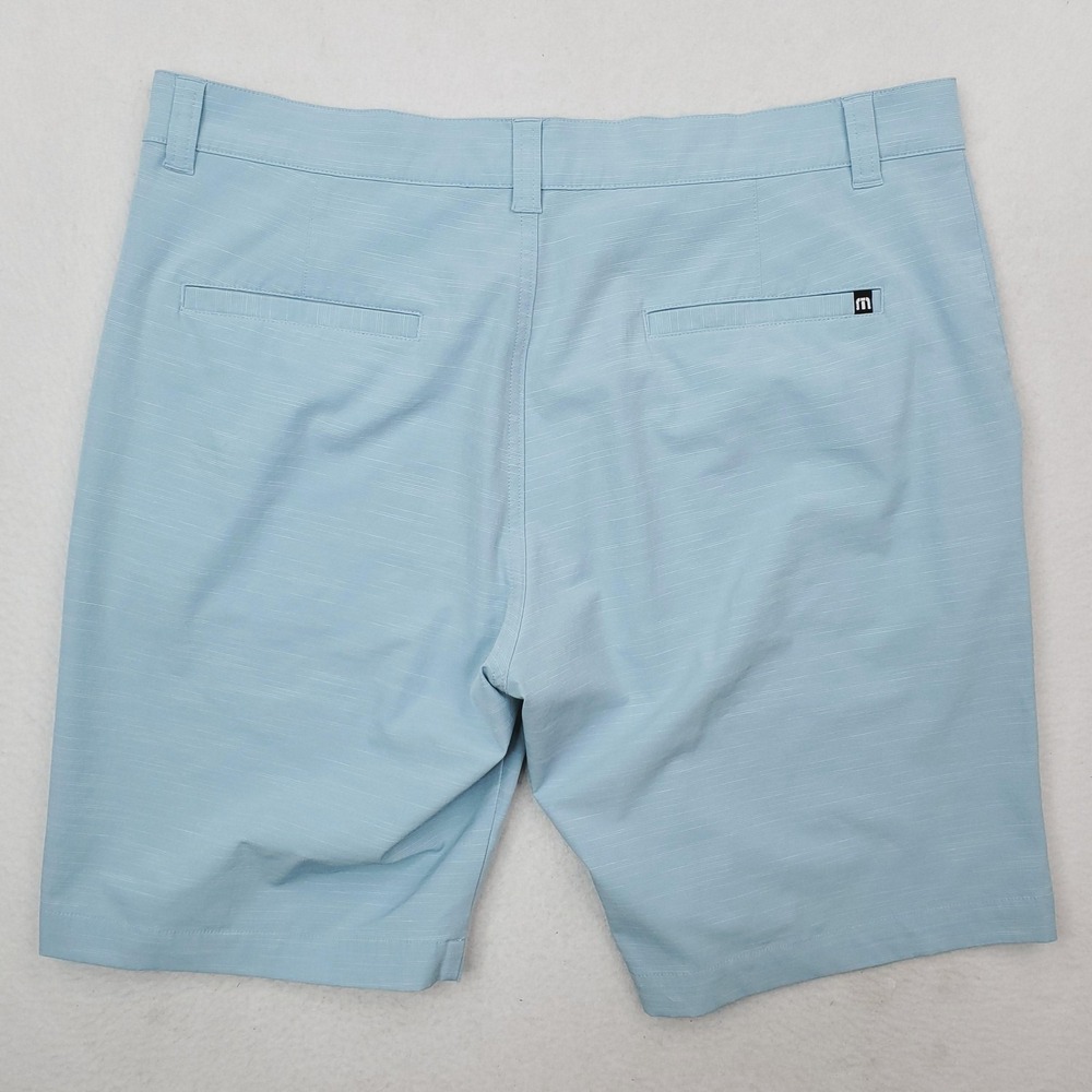 Travis Mathew Shorts Mens 36 Blue Pinstripe Chino Golf Stretch Performance 9" - Picture 3 of 10